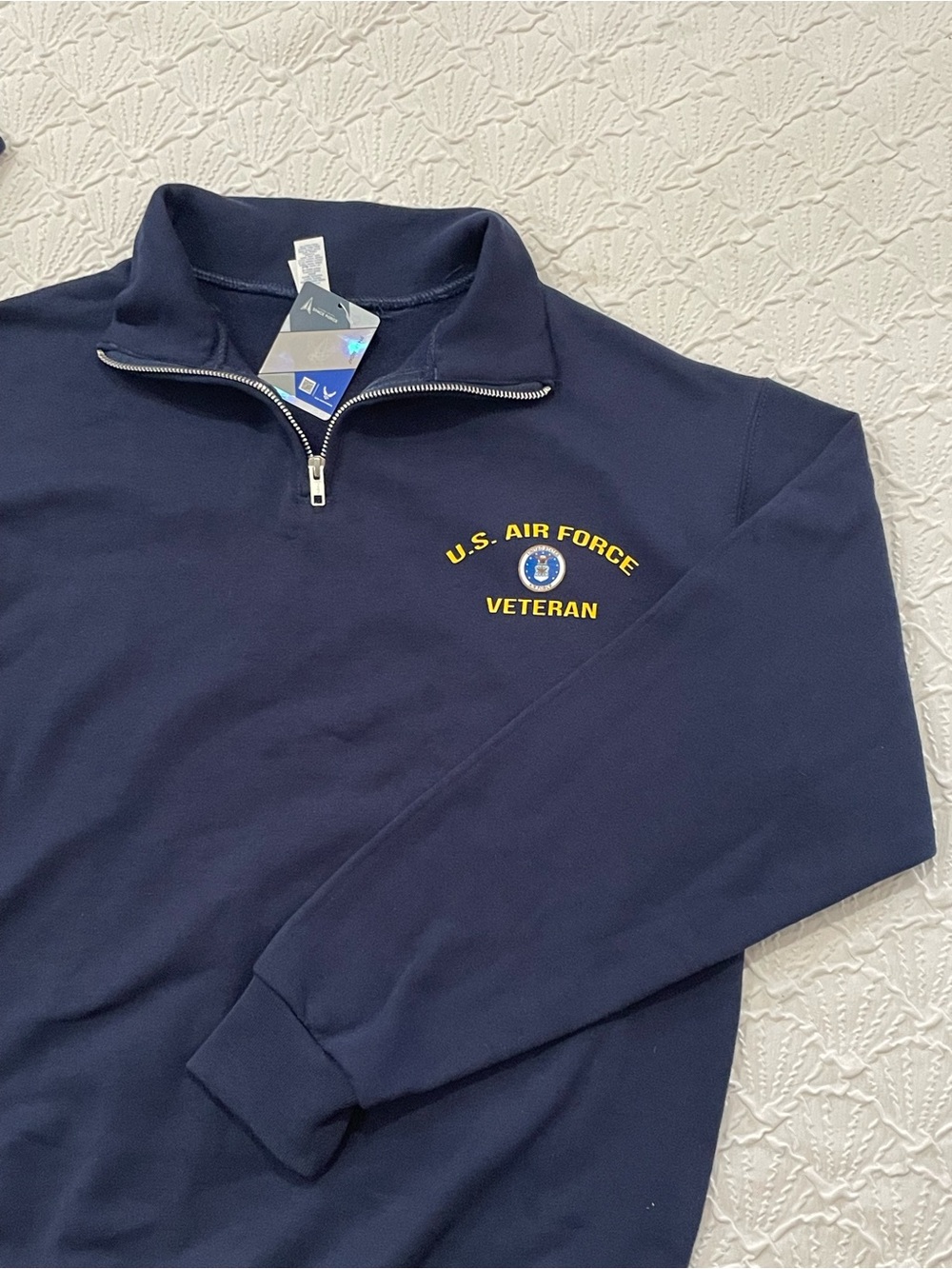 U.S. Air Force Veteran Navy Blue Quarter-Zip Pullover Sz M